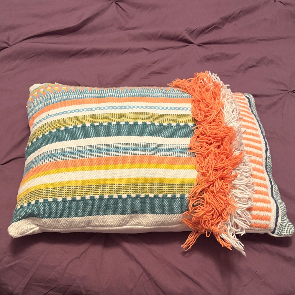Better Homes & Gardens Colorful Striped Pillow with Fringe